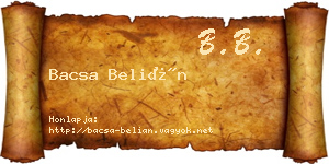 Bacsa Belián névjegykártya